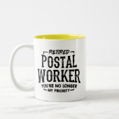 Tasse 2 Couleurs Postal Worker Retraite Keepsaké Mailman Funny (Gauche)