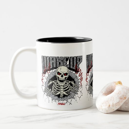 Tasse 2 Couleurs Poster de résurgence squelette (Avec donut)