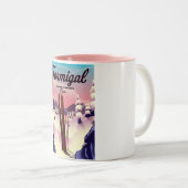 Tasse 2 Couleurs Poster de ski Formigal Aragon Espagne. (Devant droit)