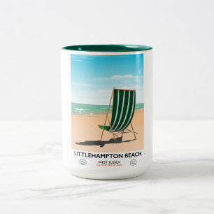 Tasse 2 Couleurs poster de voyage de Littlehampton Beach East Susse