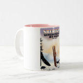 Tasse 2 Couleurs Poster de voyage de ski Sheregesh Russia. (Devant gauche)
