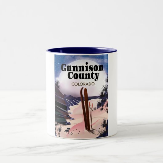 Tasse 2 Couleurs Poster de voyage Gunnison County Ski. (Centre)