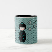 Tasse 2 Couleurs Pot Polka japonais personnalisé (Centre)