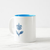 Tasse 2 Couleurs Poterie Fleur Bleue Aquarelle (Devant gauche)