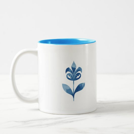 Tasse 2 Couleurs Poterie Fleur Bleue Aquarelle (Gauche)