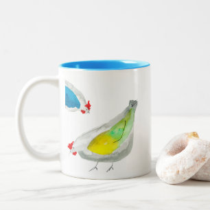 Tasse 2 Couleurs Poulets mignons aquarelle