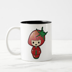 Tasse 2 Couleurs Poupée à deux tons de la fraise Kokeshi