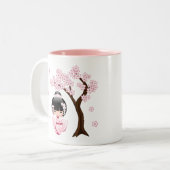Tasse 2 Couleurs Poupée Kokeshi Kimono Rose Sakura (Devant gauche)