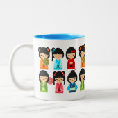 Tasse 2 Couleurs Poupées japonaises Cute Kokeshi (Gauche)