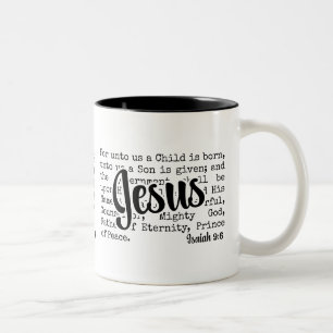 Tasse 2 Couleurs POUR NOUS CHRISTIEN ISAIÉ JÉSUS Noël