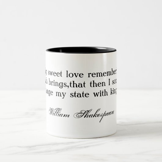 Tasse 2 Couleurs Pour thy remember'd doux… Shakespeare d'amour (Centre)