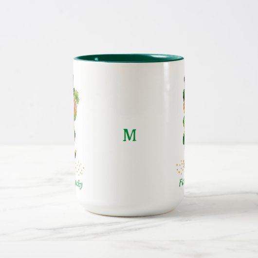 Tasse 2 Couleurs Pour toujours Lucky Green Gnome & Monogram (Centre)