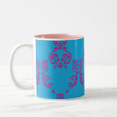 Tasse 2 Couleurs Pourpre-Aqua de damassé (Gauche)