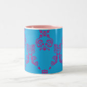 Tasse 2 Couleurs Pourpre-Aqua de damassé (Centre)