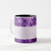 Tasse 2 Couleurs Pourpre blanc initial fait sur commande de motif (Devant gauche)