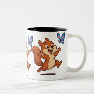 Tasse 2 Couleurs Poursuite Joyeuse – Écureuil Heureux & Papillon