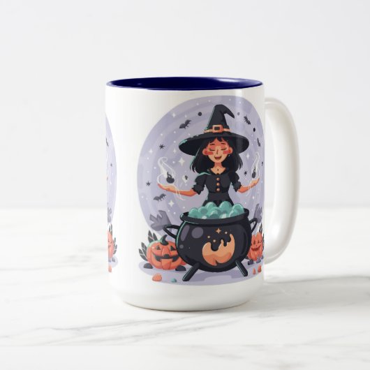 Tasse 2 Couleurs Poussettes de café d'Halloween (Devant droit)
