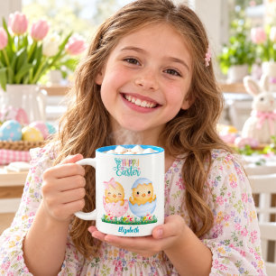 Tasse 2 Couleurs Poussins de Pâques personnalisés joyeux