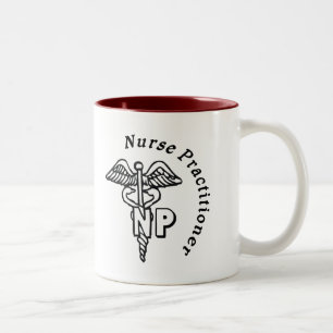 TASSE 2 COULEURS PRATICIENNE D'INFIRMIÈRE DE LOGO DU NP DE CADUCÉ