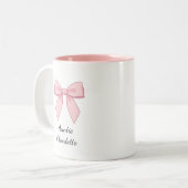 Tasse 2 Couleurs Pregnancy Announcement Gift For Aunt Bow (Devant gauche)