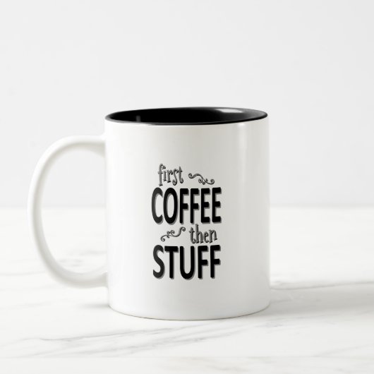 Tasse 2 Couleurs Premier café puis des trucs (Gauche)