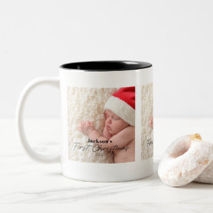 Tasse 2 Couleurs Premier Noël de bébé Simple Photo Moderne