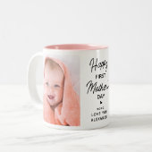 Tasse 2 Couleurs Première Fête des mères Personnalisé 2 Photo Rose (Devant gauche)
