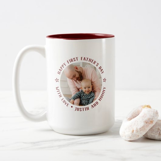 Tasse 2 Couleurs Première Fête des pères Papa Fils Fille Télécharge (Avec donut)