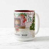 Tasse 2 Couleurs Première Personnaliser de Noël du chien (Devant droit)