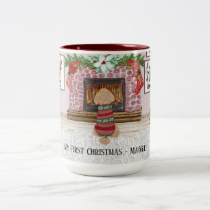 Tasse 2 Couleurs Première Personnaliser de Noël du chien