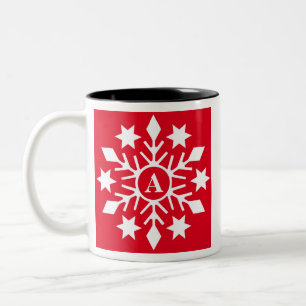Tasse 2 Couleurs Premiers Snowflics hiver Noël rouge