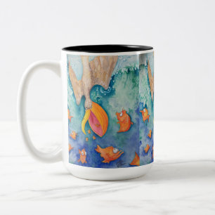 Tasse 2 Couleurs "Prenez le plongeon !" Art de pélican et de