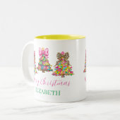 Tasse 2 Couleurs Preppy Pink and Green Christmas Trees (Devant gauche)