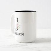 Tasse 2 Couleurs Pretty J Monogramme Initial (Devant gauche)