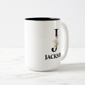 Tasse 2 Couleurs Pretty J Monogramme Initial (Devant droit)