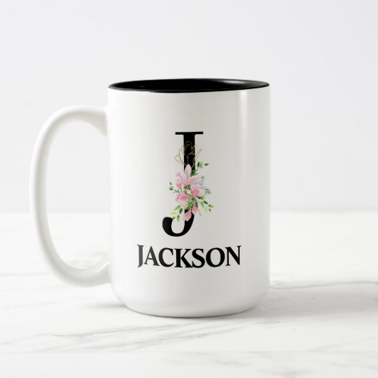 Tasse 2 Couleurs Pretty J Monogramme Initial (Gauche)