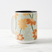 Tasse 2 Couleurs Pretty retro muted 1970 s flowers (Devant gauche)
