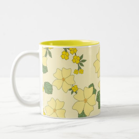 Tasse 2 Couleurs Pretty Yellow Summer Floral Pattern (Gauche)