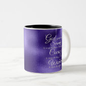 Tasse 2 Couleurs Prière de sérénité en blanc sur violet (Devant droit)