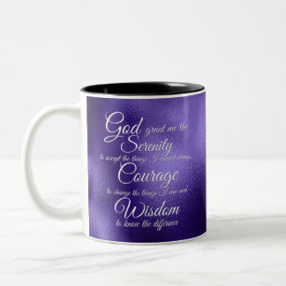 Tasse 2 Couleurs Prière de sérénité en blanc sur violet