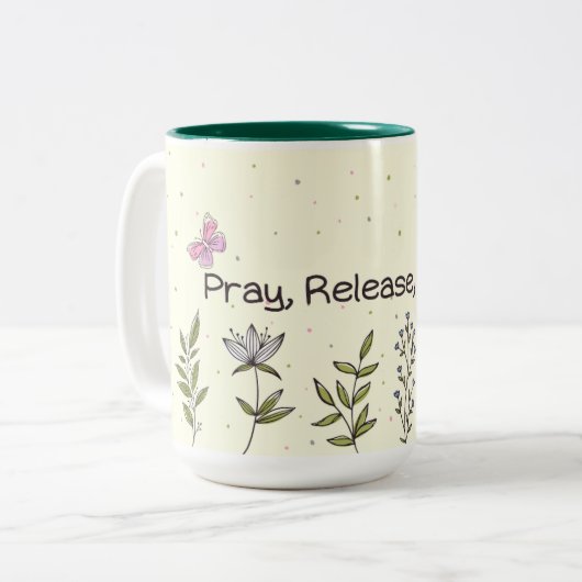 Tasse 2 Couleurs "Priez, libérez, faites confiance" Conception de l (Devant gauche)