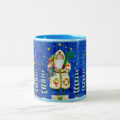 TASSE 2 COULEURS PRIMITIVE FOLKART BALTIMORE QUILT PÈRE NOËL (Centre)