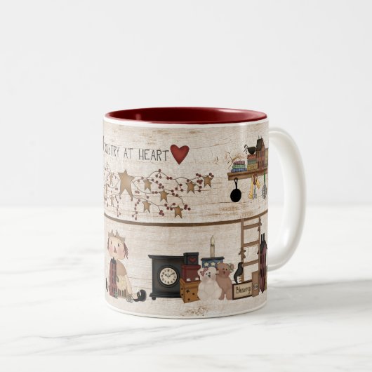 Tasse 2 Couleurs Primitive "Le Pays Au Coeur" (Devant droit)