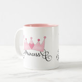 Tasse 2 Couleurs Princesse Avec Couronne - Personnalisable (Devant gauche)