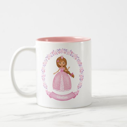 Tasse 2 Couleurs Princesse Rose Cute Personnalisée (Gauche)