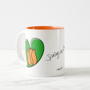 Tasse 2 Couleurs Printemps en amour - Tulipes orange