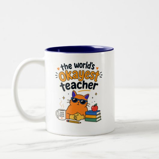Tasse 2 Couleurs Prof de chat drôle (Gauche)