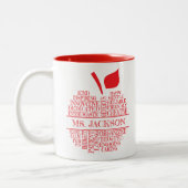 Tasse 2 Couleurs Professeur Apple Typographie Rouge et Blanc (Gauche)