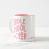 Tasse 2 Couleurs Professeur de Collège Typographie Rose (Devant gauche)
