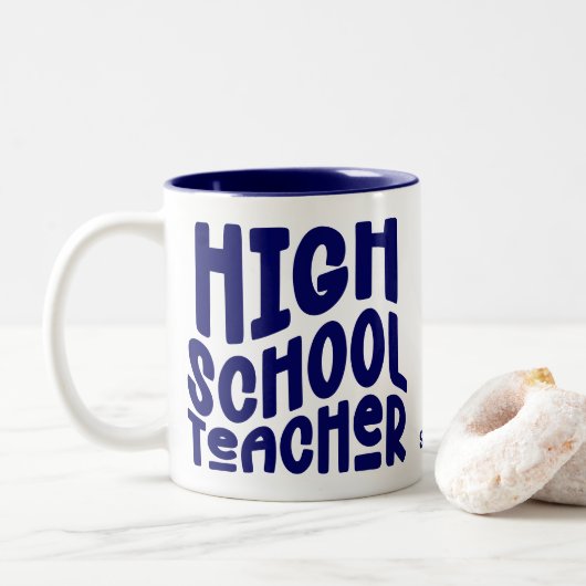 Tasse 2 Couleurs Professeur de lycée bleu foncé (Avec donut)